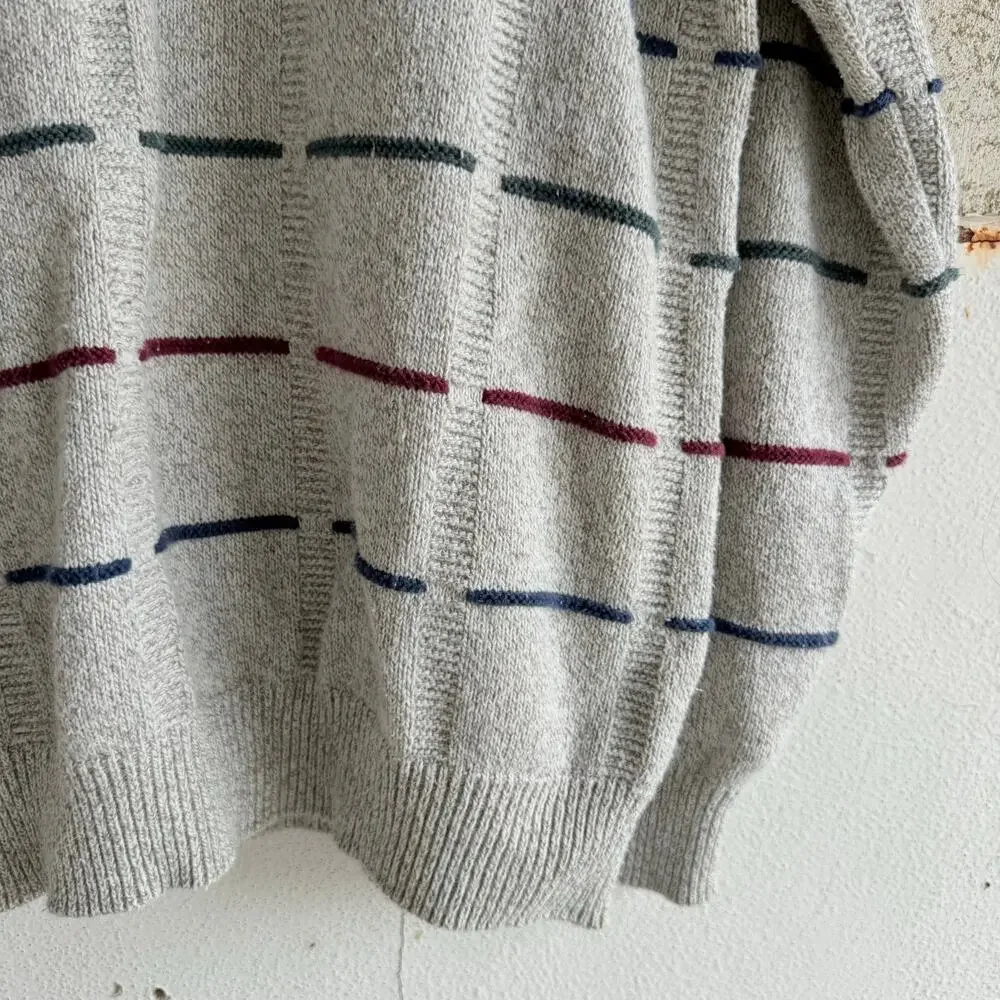 Vintage 90s Sweater Retro Grandpacore Striped Textured Made in USA Mens L Preppy